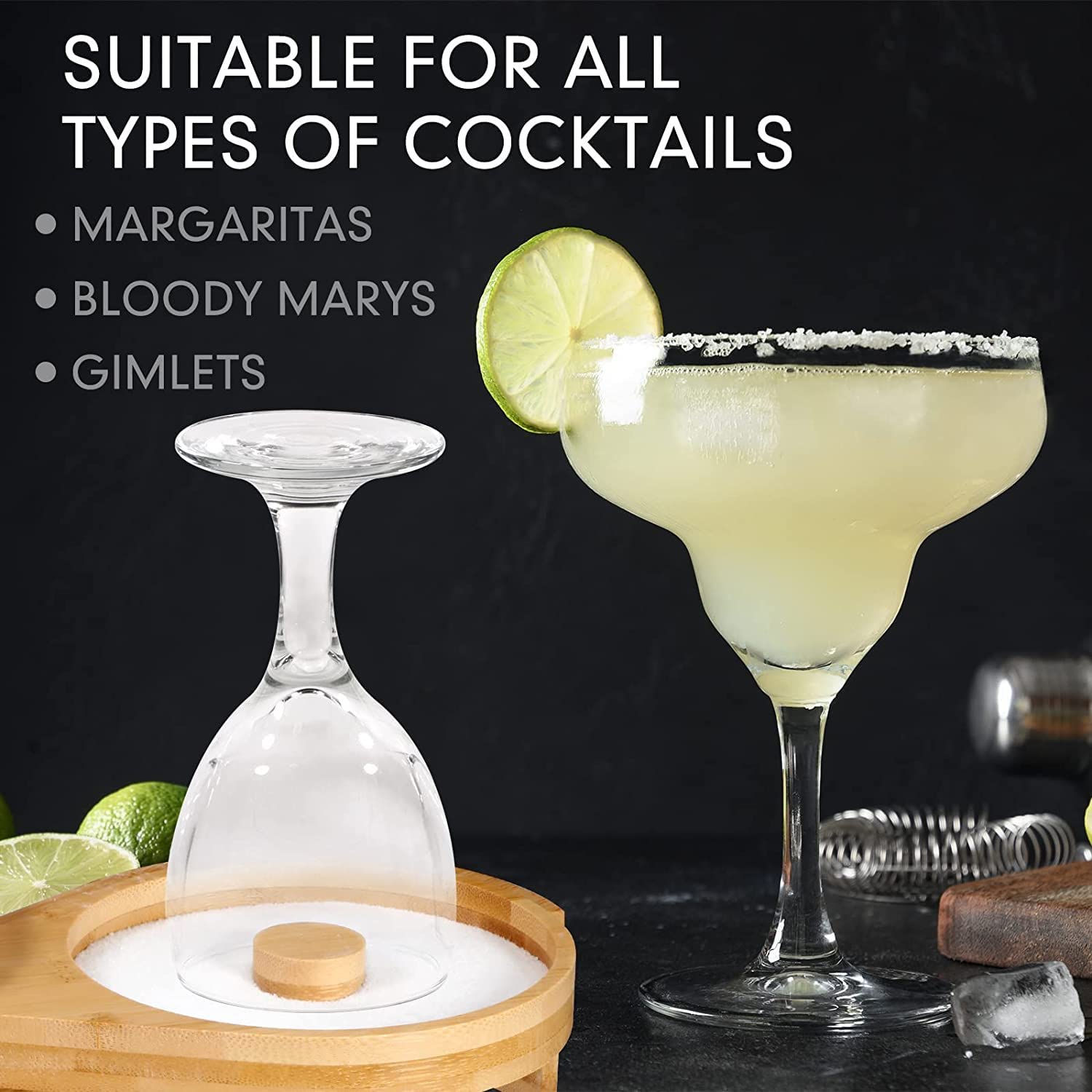 Margarita salt rimmer set bamboo,3-Tiers bar glass rimmer,salt rimmer for cocktails,bar accessories for the home bar set