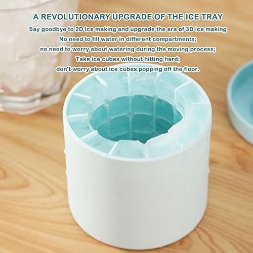 2022 New Ice Cubes Maker,Decompress Ice Lattice,Cylinder 3D Silicone Ice Lattice Molding Ice Maker,Easy Release Ice Lattice Bucket with Lid