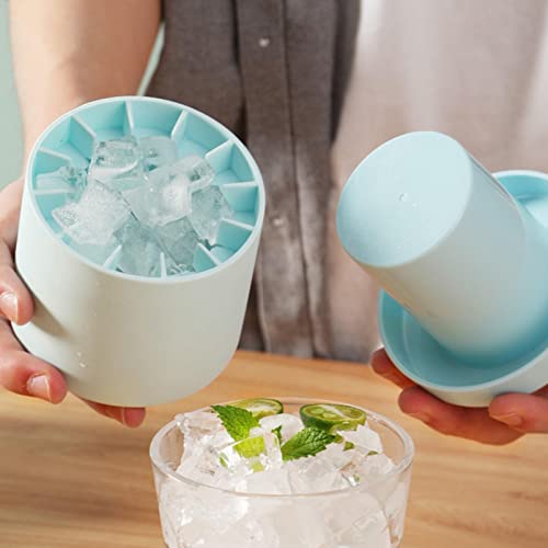 2022 New Ice Cubes Maker,Decompress Ice Lattice,Cylinder 3D Silicone Ice Lattice Molding Ice Maker,Easy Release Ice Lattice Bucket with Lid