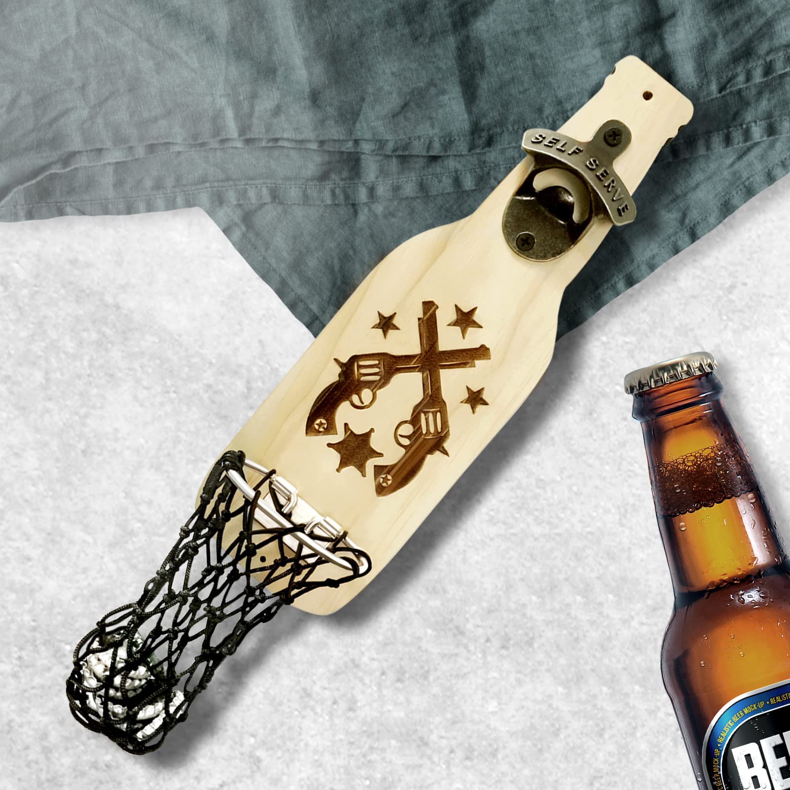KingLive Bottle Opener - Funny Beer Bottle Opener with Wall Mounted Cap Catcher, Fun and Unique Gifts for Men, Dad, Father, Him, Perfect for Kitchen, Living Room, Bedroom, Outdoor, and Bar Decor