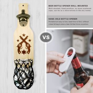 KingLive Bottle Opener - Funny Beer Bottle Opener with Wall Mounted Cap Catcher, Fun and Unique Gifts for Men, Dad, Father, Him, Perfect for Kitchen, Living Room, Bedroom, Outdoor, and Bar Decor