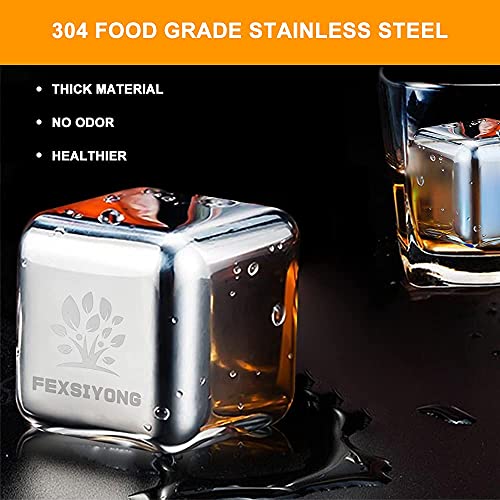 Whiskey Stones, Whiskey Gifts for Men, 1.5"Extra Large Reusable Ice Cube, Made of 304 Stainless Steel, Set of 2