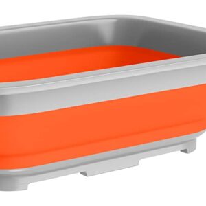 Collapsible Ice Bucket - 10-Liter Portable Outdoor Multi-Use Basin, Dish Tub, and Storage Basket for Camping and Tailgating by Wakeman (Orange)