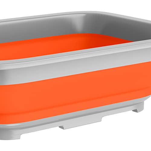 Collapsible Ice Bucket - 10-Liter Portable Outdoor Multi-Use Basin, Dish Tub, and Storage Basket for Camping and Tailgating by Wakeman (Orange)