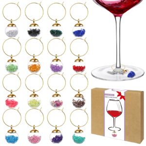 gnollko 16pcs glass ball wine glass charms,wine charms for stem glasses,wine glass marker tags,wine tasting party gifts favors decorations supplies