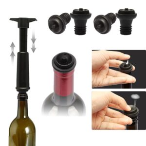 Wine Vacuum Stoppers Set 16Pcs with a Wine Saver Vacuum Pump, a Foil Cutter and a Wine Pourer, Reusable & Resealable Bottle Sealer Keeps your Wine Perfectly Fresh