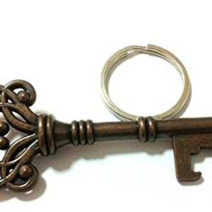 Butler in the Home® Bottle Butler Beer Bottle Opener Keychain Skeleton Key Soda Keychain, Antique Bronze