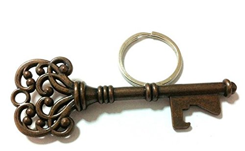 Butler in the Home® Bottle Butler Beer Bottle Opener Keychain Skeleton Key Soda Keychain, Antique Bronze