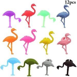 Wine Charms Glass Markers12 Pcs Flamingo Wine Markers Flamingo Party Decorations Animal Goblet Marking Silicone Wine Glass Marking Label