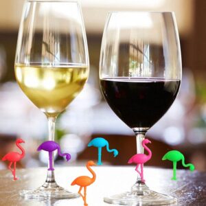 Wine Charms Glass Markers12 Pcs Flamingo Wine Markers Flamingo Party Decorations Animal Goblet Marking Silicone Wine Glass Marking Label