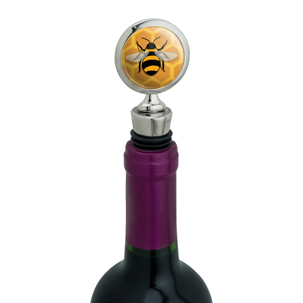 Bee on Honeycomb Wine Bottle Stopper