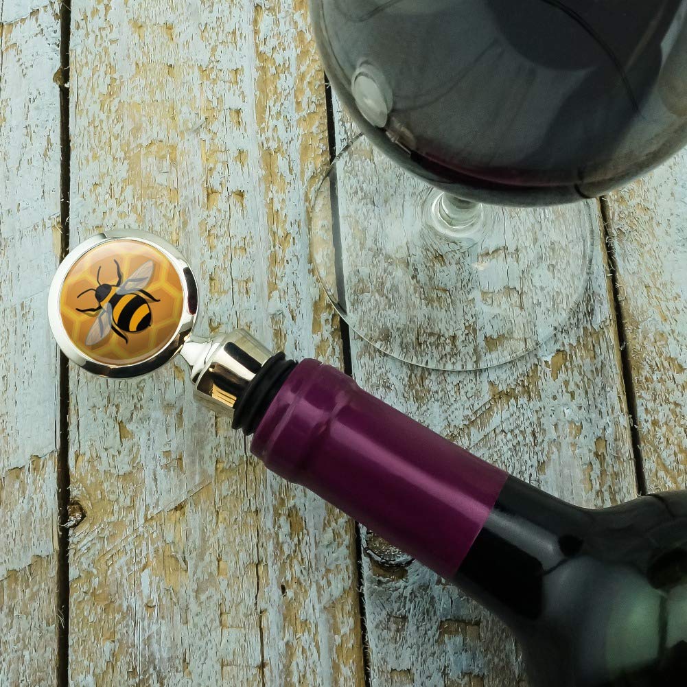 Bee on Honeycomb Wine Bottle Stopper