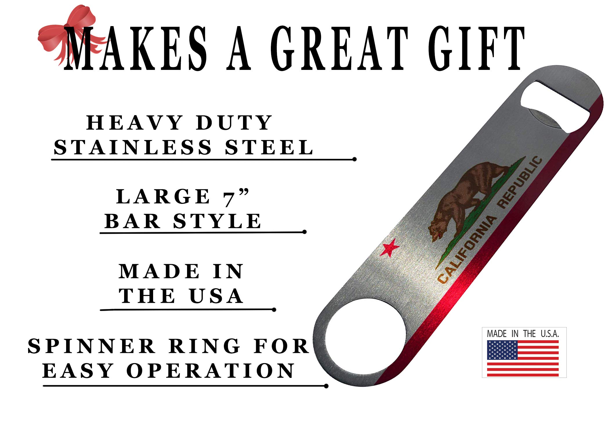 California State Flag Speed Bottle Opener Heavy Duty Gift Californian CA