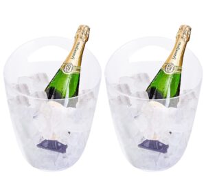 nicunom 2 pack acrylic ice bucket, 3.2 l wine bucket food grade storage tub for drinks and parties frosted clear tub perfect for wine, champagne or beer bottles