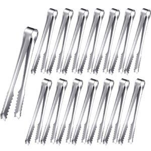 15 pieces mini ice tong stainless steel appetizers tongs small serving tongs sugar cube clips with teeth, sawtooth kitchen tongs for tea party coffee bar wedding, 6 inch