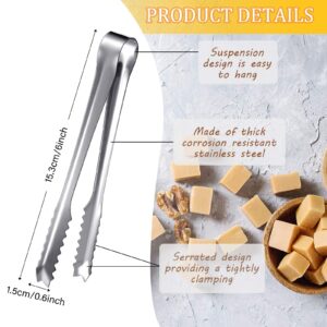 15 Pieces Mini Ice Tong Stainless Steel Appetizers Tongs Small Serving Tongs Sugar Cube Clips with Teeth, Sawtooth Kitchen Tongs for Tea Party Coffee Bar Wedding, 6 Inch