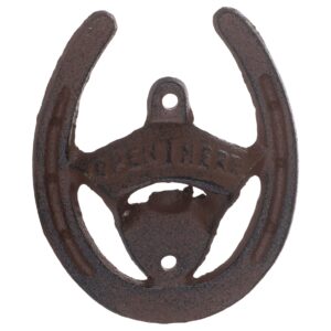 giftcraft 086512 horseshoe design rustic brown wall mount bottle opener, 4.5 inches height, cast iron metal
