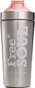 steel protein shaker bottle 24-ounce | 700ml stainless steel metal bpa free | no plastic smell | leak proof | in-built grill for lump-free mixing | wash by hand | free soul