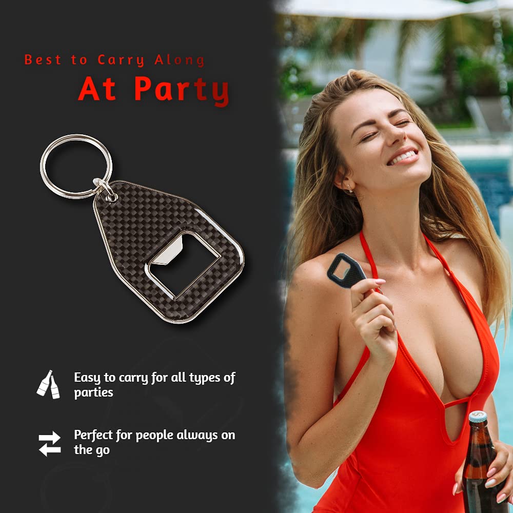 AXS Carbon Fiber Bottle Opener keychain - Pack of 2 - Ultralight and Canonical Size Keychain for the Outdoor Parties - Travel Accessories for Men and Women