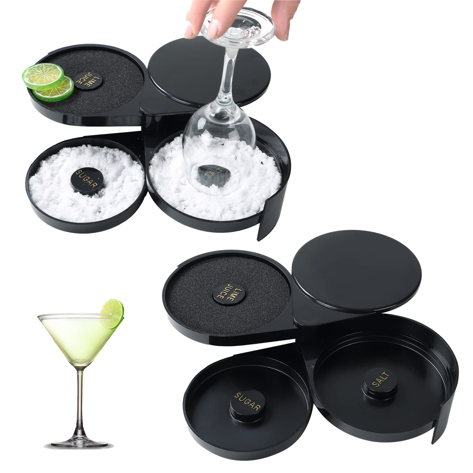 NATGAI 2 Pack 3 Tier Bar Glass Rimmer | Bartender Tool Cocktail Margarita Glass Rimmer 3 Tier Sugar Salt Rim Lime