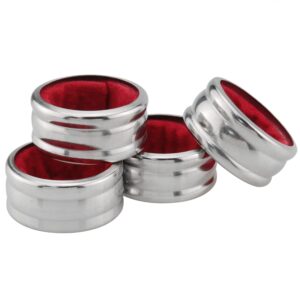 MTQY Wine Bottle Collar 4PCS Stainless Steel Red Wine Drip Stop Rings Velvet Lined Anti-overflow Wine Drip Catcher