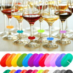 Maitys 24 Pieces Wine Glass Charms Markers Silicone Drink Markers for Wine Glass Champagne Flutes Cocktails, Martinis,Stem Glasses Tasting Party Christmas New Year Party