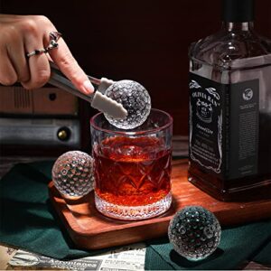 Golf Ball Whiskey Chillers Gift Set for Father's Day Includes 4 Pcs Glass Golf Ball Whiskey rocks and Stainless Steel Tongs Storage Pouch Gift Box with Cotton Lining for Husband Dad Boyfriend