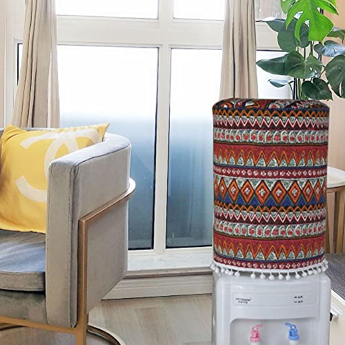 ZUYYON Water Dispenser Barrel Dust Cover for 5 Gallon Water Bottles, Cotton Linen Printing Water Cooler Cover Decor, Reusable Bucket Dust Proof Cover for Home Office