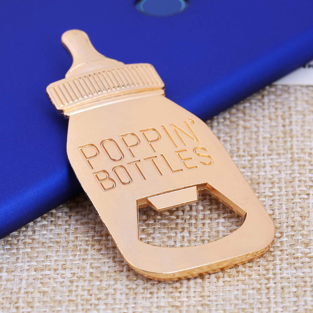 24 pcs Baby Shower Return Gifts for Guest Supplies Poppin Baby Bottle Shaped Bottle Opener Wedding Favor with Exquisite Packaging Party Souvenirs Gift Decorations by WeddParty (Blue 24pcs)