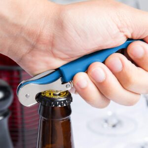 Pulltap's Double-Hinged Waiters Corkscrew, Wine Opener and Foil Cutter, Beer Bottle Opener, Bright Blue