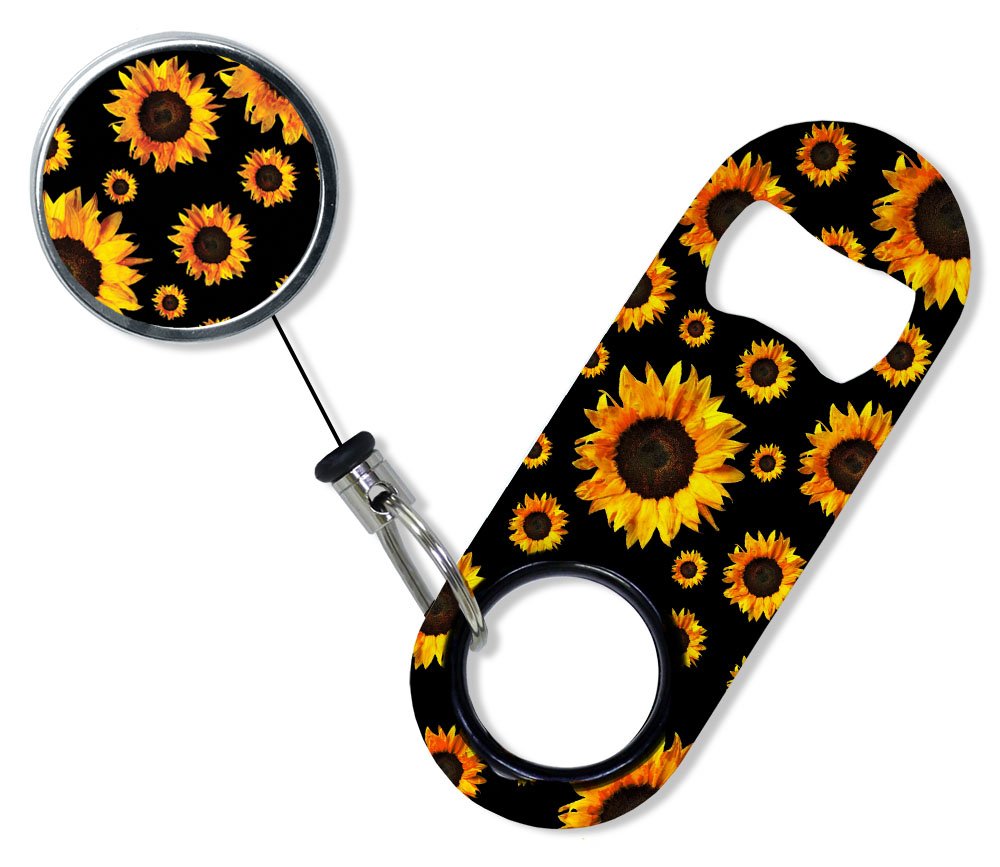 BarConic Mini Opener with Retractable Reel - Sunflowers