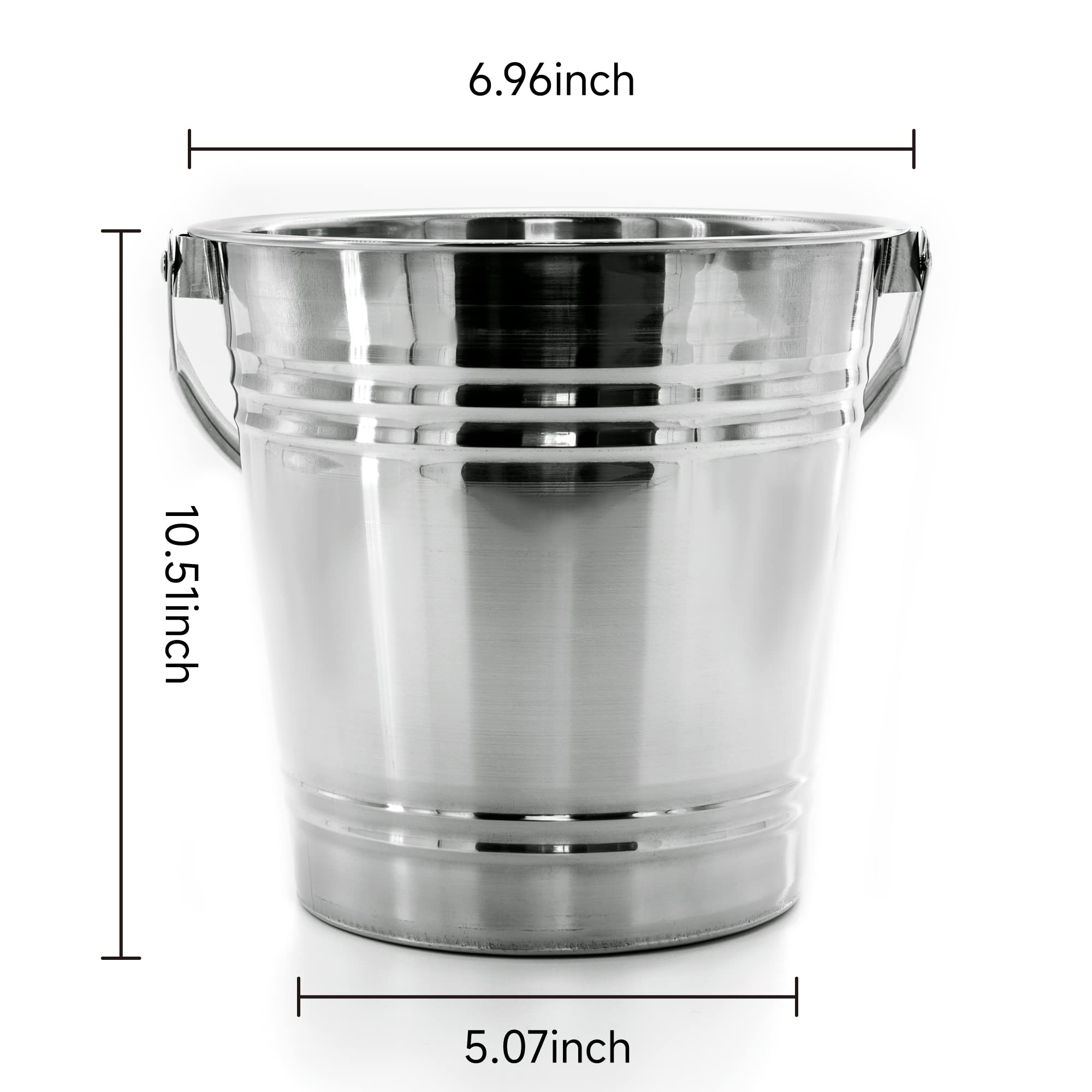 Ice Bucket Insulated Stainless Steel Keep Ice Frozen Longer Ideal for Cocktail Bar, Parties, Chilling Wine, Champagne - 3 Liter (Stainless Steel)