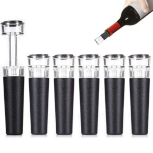 wine stoppers, 6 pack vacuum wine stopper, reusable wine bottle stoppers with built-in vacuum pump leakproof wine bottle sealer silicone caps, air remover corks wine saver for wedding birthday party