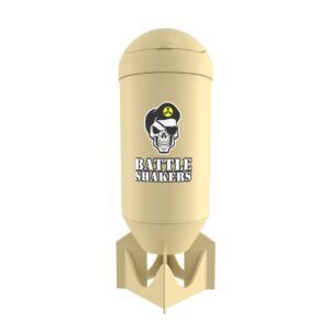 battle shakers missile shaker cup | military themed shaker bottle | leak-proof protein cup with storage compartment | mix protein powders & more | durable & dishwasher safe | desert sand 20 oz