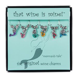wine things 6-piece wine glass markers wine glass charms wine glass tags for stem glasses wine tasting party, wine charm (mermaid's tale)