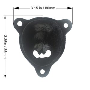 Jumiok Matte Sanding Black Cast Iron Wall Mount Bottle Opener Grizzly Bear Teeth Bite with Small Narrow Stainless Steel Cap Catcher