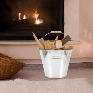 Zerodeko Ash Bucket with Handle, Fireplace Metal Bucket Charcoal Bucket Fireplace Ash Bucket Galvanized Coal and Hot Ash Pail for Indoor and Outdoor