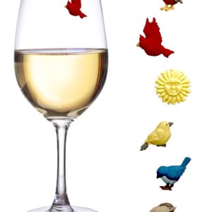 Simply Charmed Bird Wine Glass Charms - Magnetic Drink Markers to Identify All Your Glassware - Set of 6 Cocktail Charms