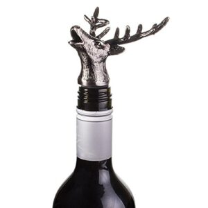 emousport stainless steel deer stag head wine pourer unique wine bottle stoppers wine aerators bar tools (silvery)