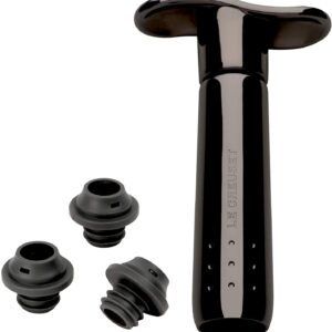 Le Creuset Wine Pump and 3 Stoppers, Black Nickel
