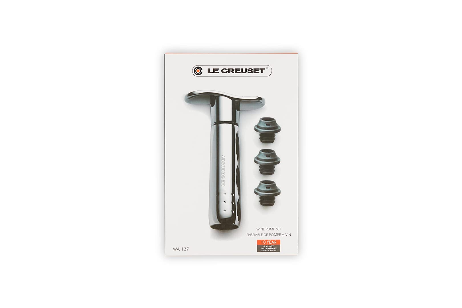 Le Creuset Wine Pump and 3 Stoppers, Black Nickel