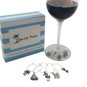 Palm City Products Sun and Sport Themed Wine Charm Set - Bundle of Beach and Sports Themes, 18 Pieces Total