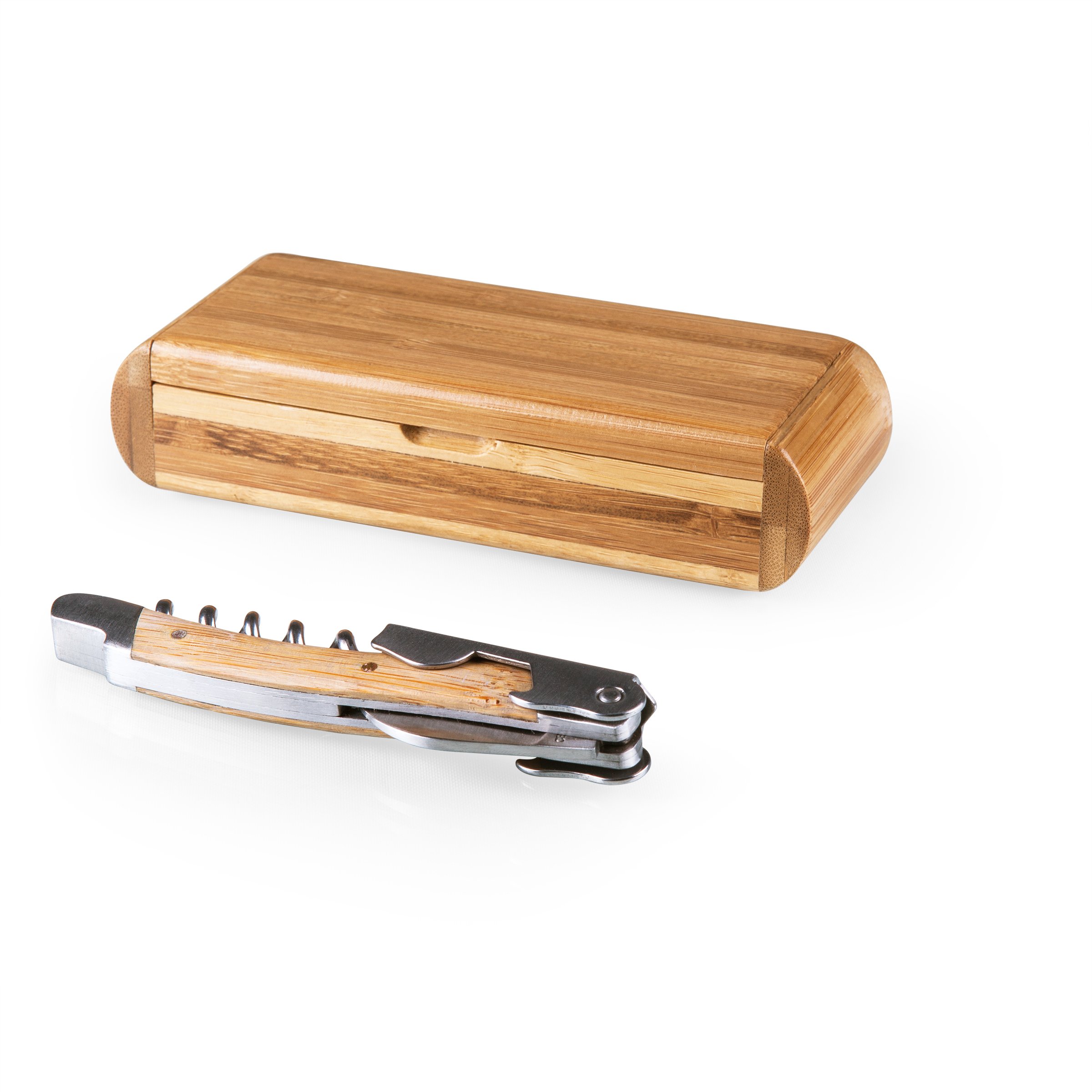 LEGACY - a Picnic Time brand Elan Deluxe Corkscrew In Bamboo Box, Stainless Steel Waiter-Style Corkscrew Opener Kit, Wooden Gift Box, (Bamboo)