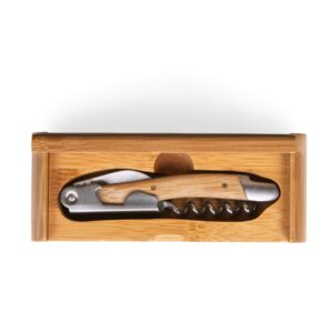 LEGACY - a Picnic Time brand Elan Deluxe Corkscrew In Bamboo Box, Stainless Steel Waiter-Style Corkscrew Opener Kit, Wooden Gift Box, (Bamboo)