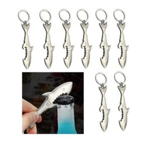 10 pcs shark shaped bottle opener, outdoor bottle opener keychain.pocketable keychain shark shaped opener for camping and traveling.kitchen gadgets & creative gifts.