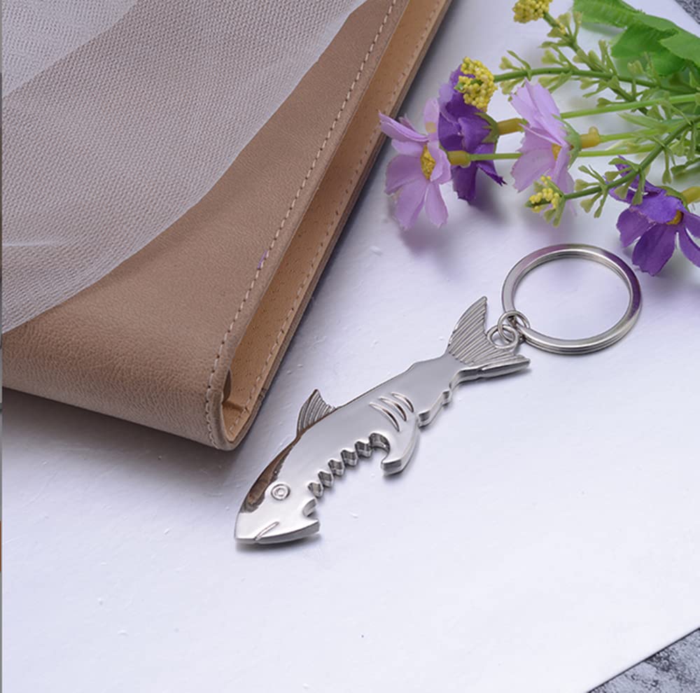 10 Pcs Shark Shaped Bottle Opener, Outdoor Bottle Opener Keychain.Pocketable Keychain Shark Shaped Opener for Camping and Traveling.Kitchen Gadgets & Creative Gifts.