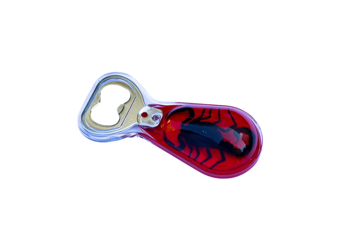 Trendy Zone 21 Black Scorpion Red Background Bottle Opener, Acrylic Wine Beer Opener, Sturdy Steel With Magnet, For Kitchen Bar Restaurant - Red