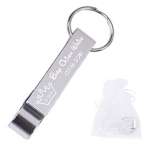 50pcs personalized customized bottle openers keychains wedding favors party for guests + white organza bags