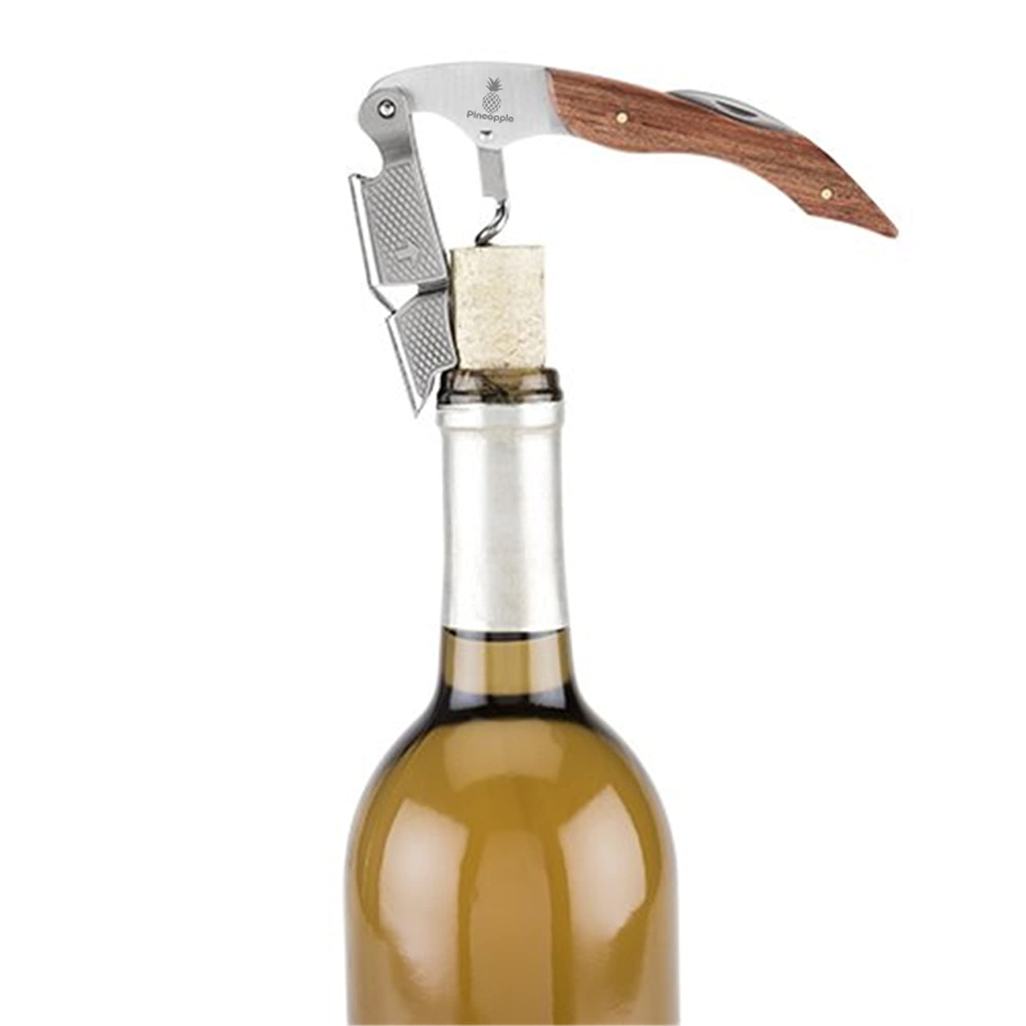 Pineapple [2 Pack] Corkscrew Wine Opener with Foil Cutter, Manual Bottle Opener Wine Key for Servers, Bartenders, Waiters, Sommeliers (Rosewood)