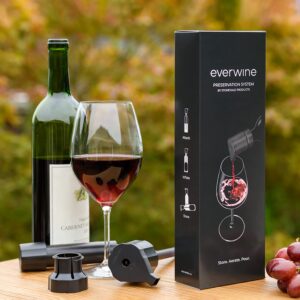 Everwine Wine Preserver, Aerator, Dispenser and Bottle Stopper. Wine Saver Keeps Wine Fresh for 6 Months or More. Wine Preservation System for Wine Gifts for Men Dad